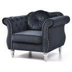 Fauteuil d'appoint en velours avec clous décoratifs