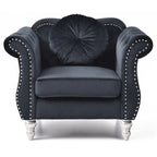 Fauteuil d'appoint en velours avec clous décoratifs