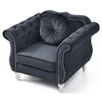 Fauteuil d'appoint en velours avec clous décoratifs