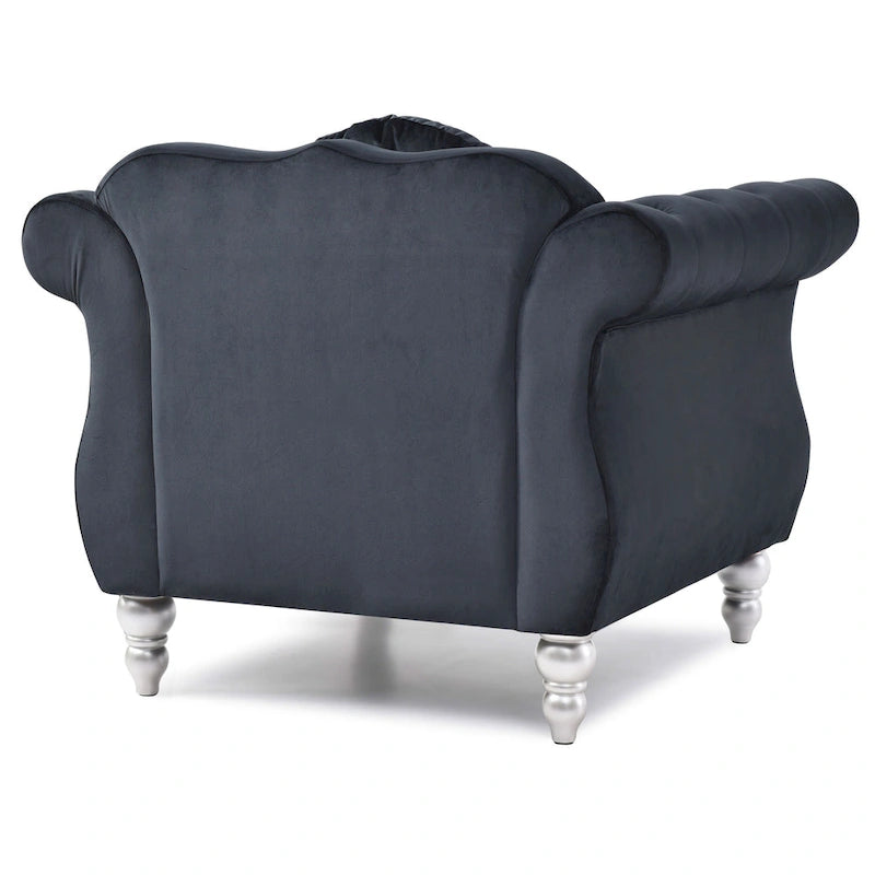 Fauteuil d'appoint en velours avec clous décoratifs