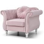 Fauteuil d'appoint en velours avec clous décoratifs