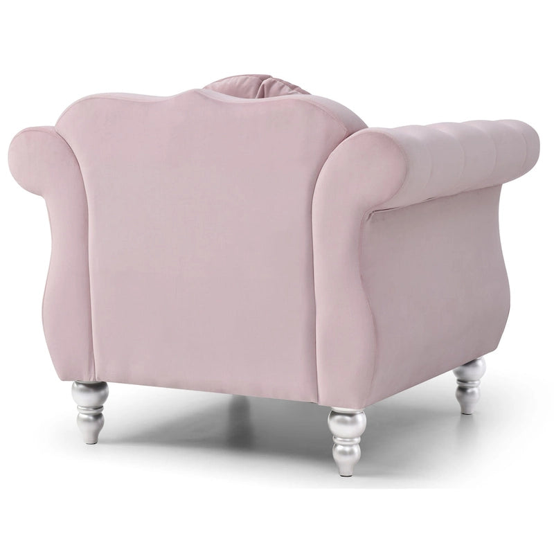 Fauteuil d'appoint en velours avec clous décoratifs