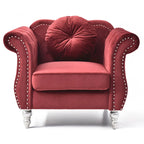 Fauteuil d'appoint en velours avec clous décoratifs