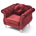 Fauteuil d'appoint en velours avec clous décoratifs