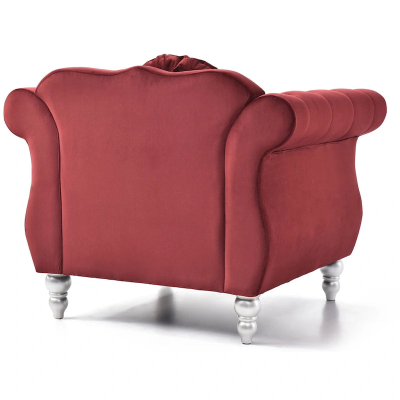 Fauteuil d'appoint en velours avec clous décoratifs