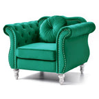 Fauteuil d'appoint en velours avec clous décoratifs