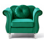 Fauteuil d'appoint en velours avec clous décoratifs