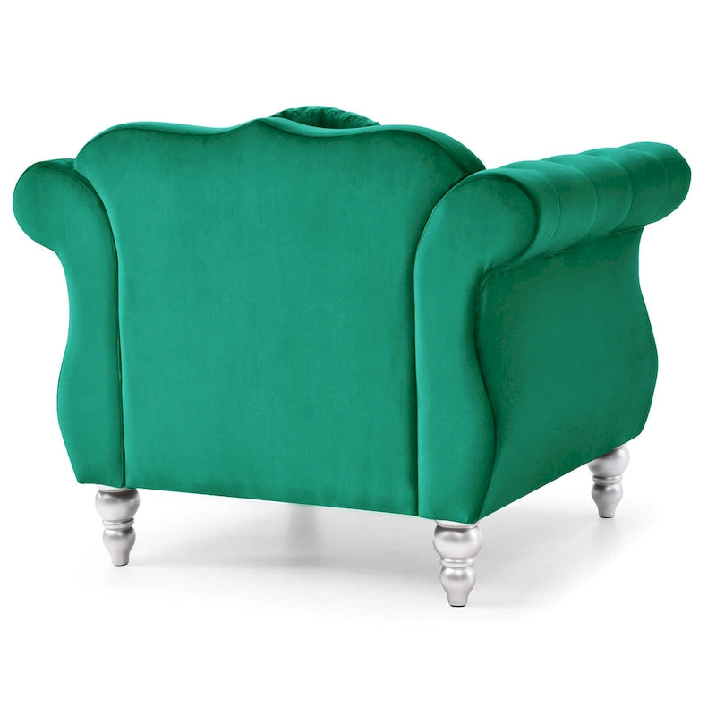 Fauteuil d'appoint en velours avec clous décoratifs