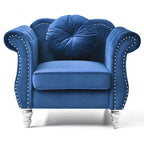 Fauteuil d'appoint en velours avec clous décoratifs