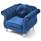 Fauteuil d'appoint en velours avec clous décoratifs