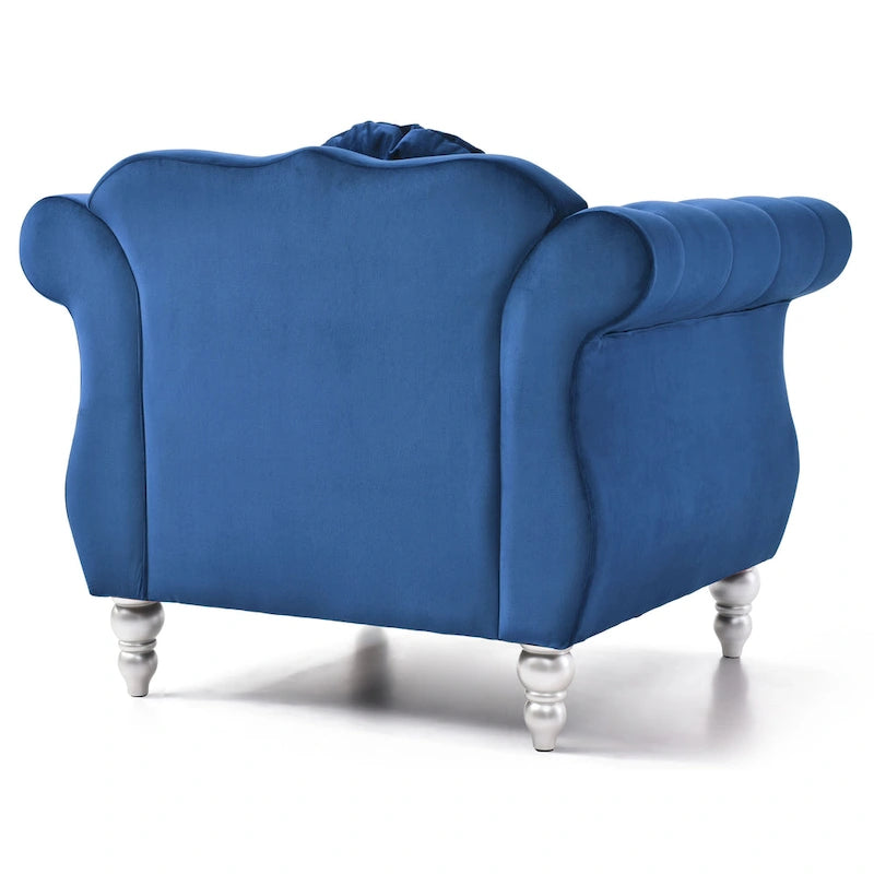 Fauteuil d'appoint en velours avec clous décoratifs