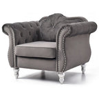 Fauteuil d'appoint en velours avec clous décoratifs