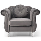 Fauteuil d'appoint en velours avec clous décoratifs