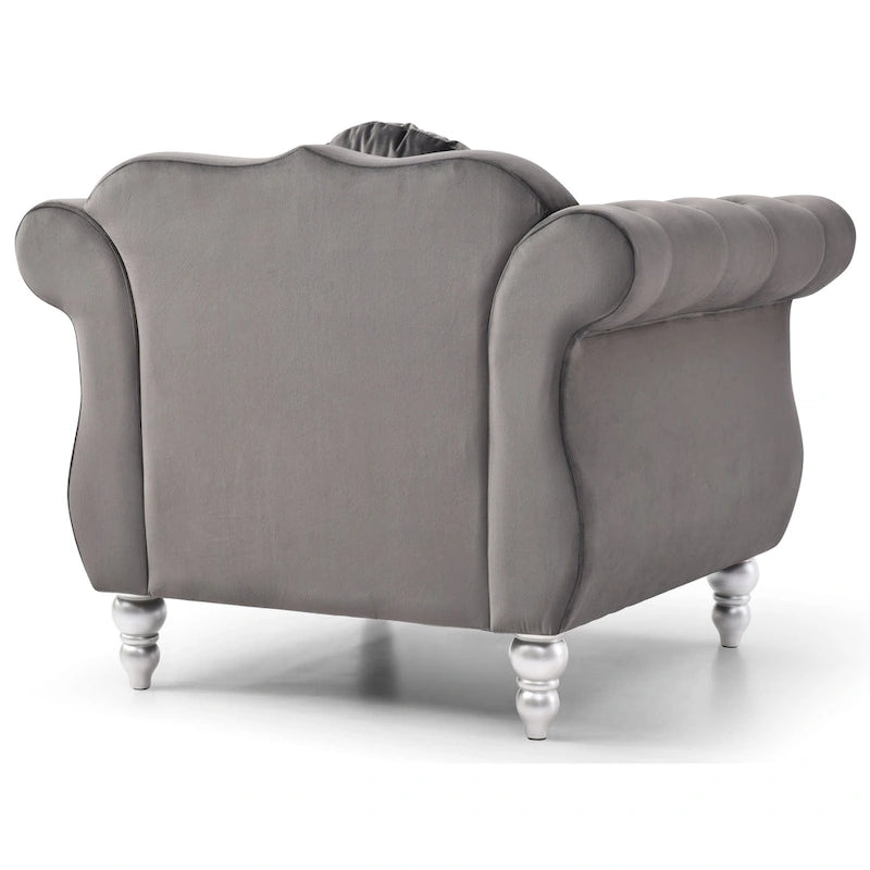 Fauteuil d'appoint en velours avec clous décoratifs