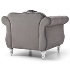 Fauteuil d'appoint en velours avec clous décoratifs