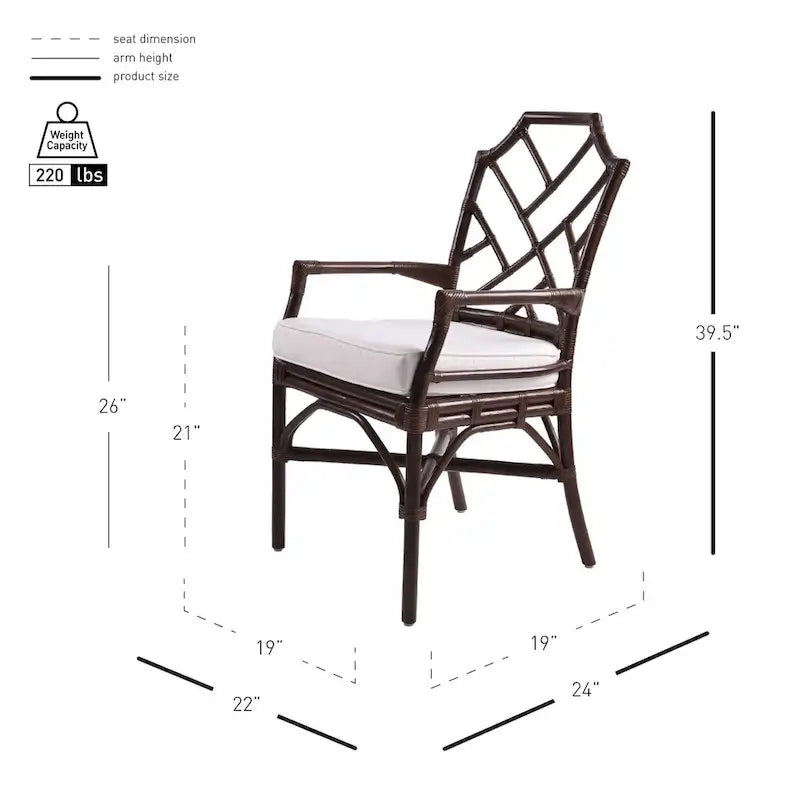 Fauteuil en rotin avec structure de style Chippendale