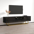 Meuble TV avec façades brillantes et rangement