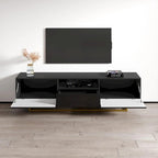 Meuble TV avec façades brillantes et rangement
