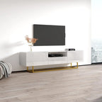 Meuble TV avec façades brillantes et rangement
