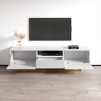 Meuble TV avec façades brillantes et rangement