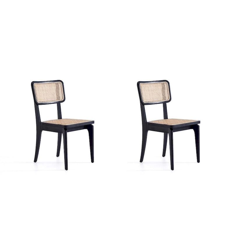Chaise de salle à manger avec assise en cannage et cadre en bois