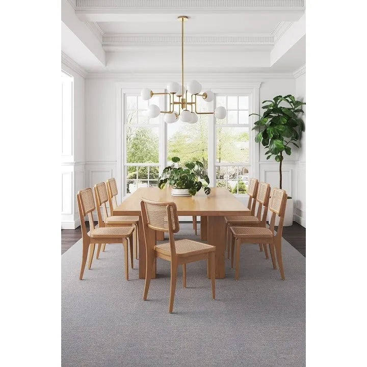 Chaise de salle à manger avec assise en cannage et cadre en bois