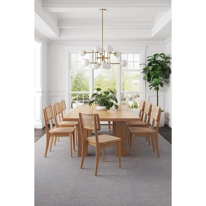Chaise de salle à manger avec assise en cannage et cadre en bois