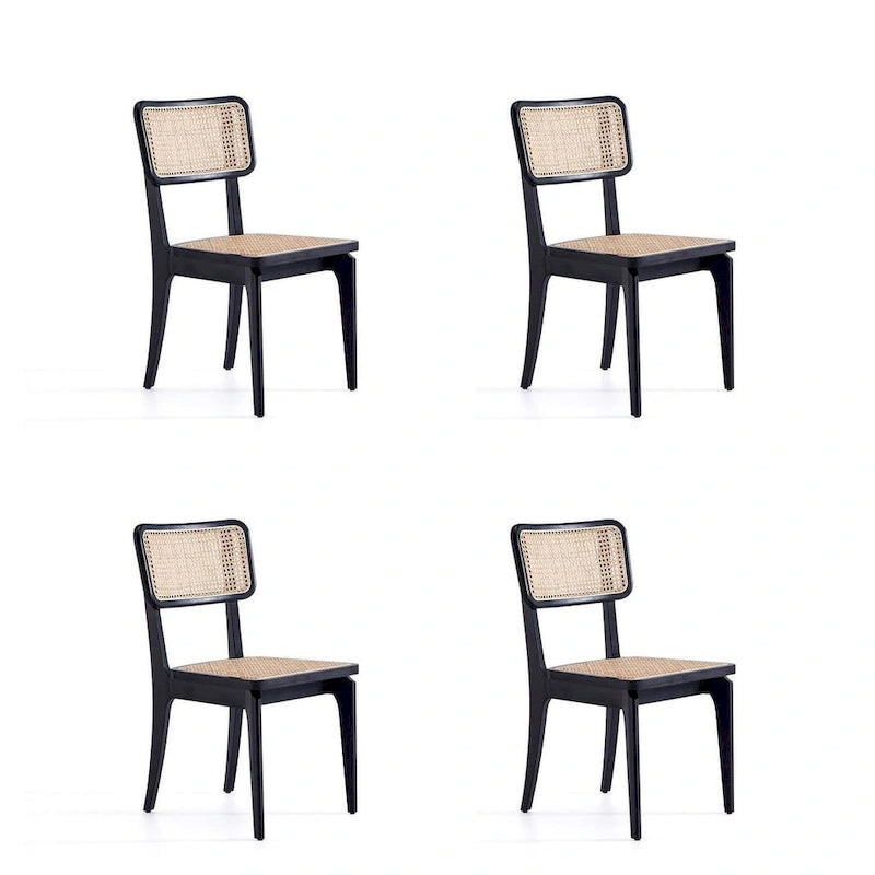 Chaise de salle à manger avec assise en cannage et cadre en bois