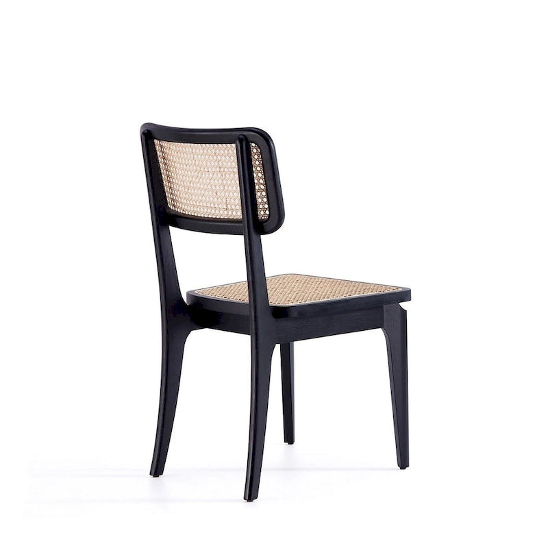 Chaise de salle à manger avec assise en cannage et cadre en bois