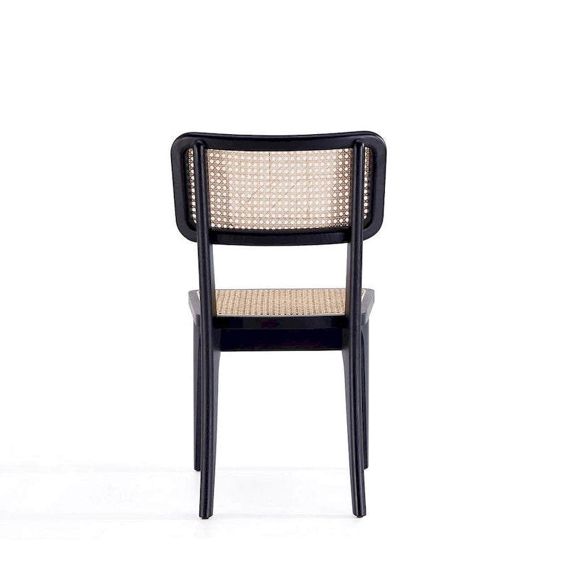 Chaise de salle à manger avec assise en cannage et cadre en bois