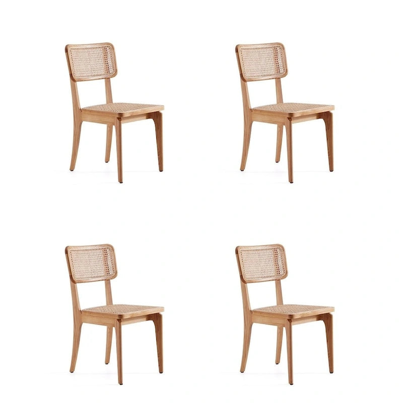 Chaise de salle à manger avec assise en cannage et cadre en bois