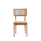 Chaise de salle à manger avec assise en cannage et cadre en bois