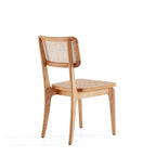 Chaise de salle à manger avec assise en cannage et cadre en bois