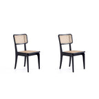Chaise de salle à manger avec assise en cannage et cadre en bois