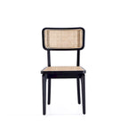 Chaise de salle à manger avec assise en cannage et cadre en bois