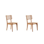 Chaise de salle à manger avec assise en cannage et cadre en bois