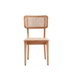 Chaise de salle à manger avec assise en cannage et cadre en bois