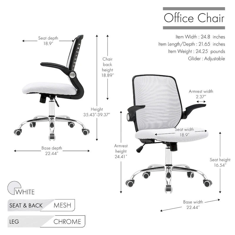 Chaise de bureau mi-haute à dossier en maille avec assise réglable