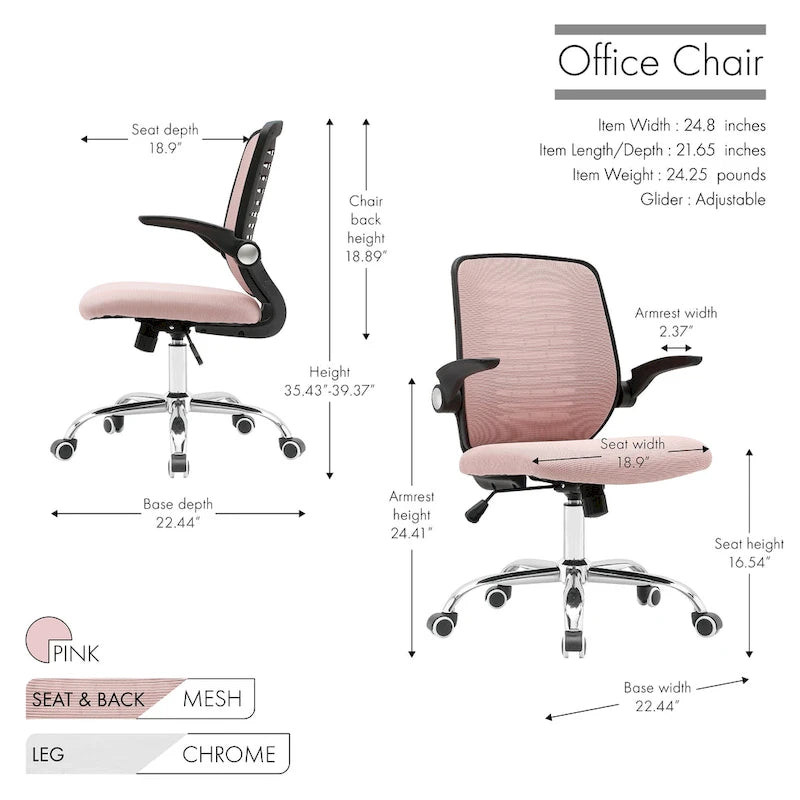 Chaise de bureau mi-haute à dossier en maille avec assise réglable