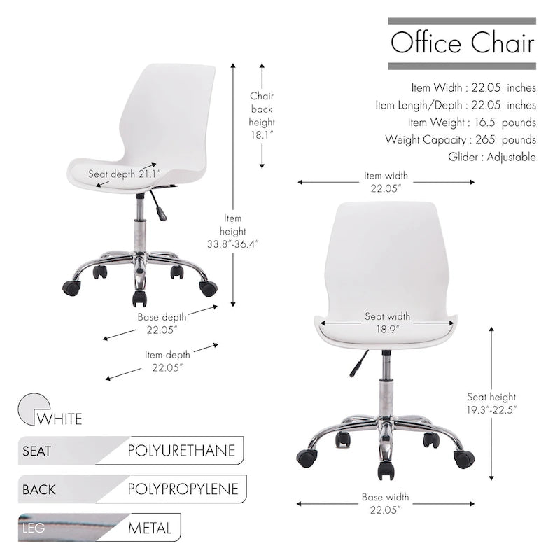 Chaise de bureau réglable avec roulettes