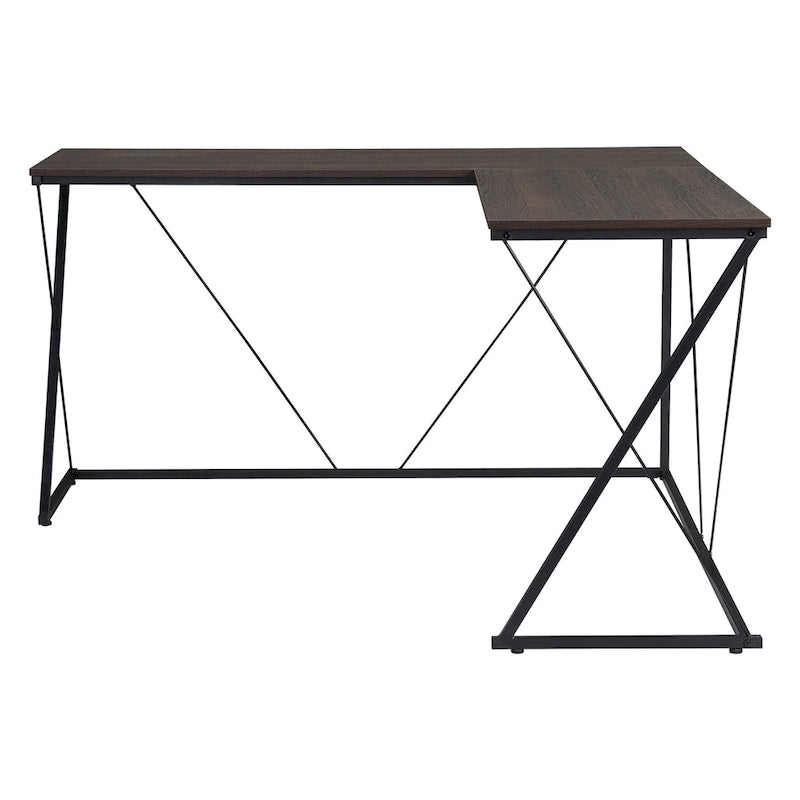 Bureau d'angle en L avec base métallique