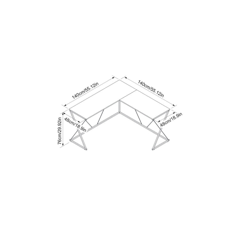 Bureau d'angle en L avec base métallique