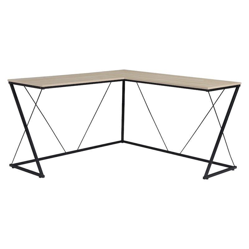 Bureau d'angle en L avec base métallique