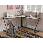 Bureau d'angle en L avec base métallique