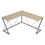 Bureau d'angle en L avec base métallique