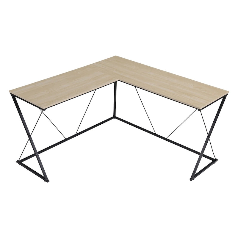 Bureau d'angle en L avec base métallique