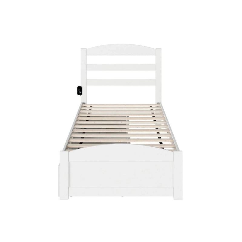 Lit plateforme avec tête et pied de lit et 2 tiroirs de rangement sous le lit