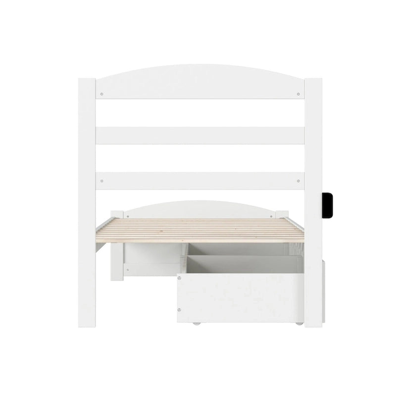 Lit plateforme avec tête et pied de lit et 2 tiroirs de rangement sous le lit