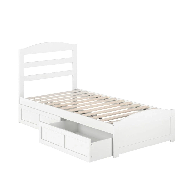 Lit plateforme avec tête et pied de lit et 2 tiroirs de rangement sous le lit