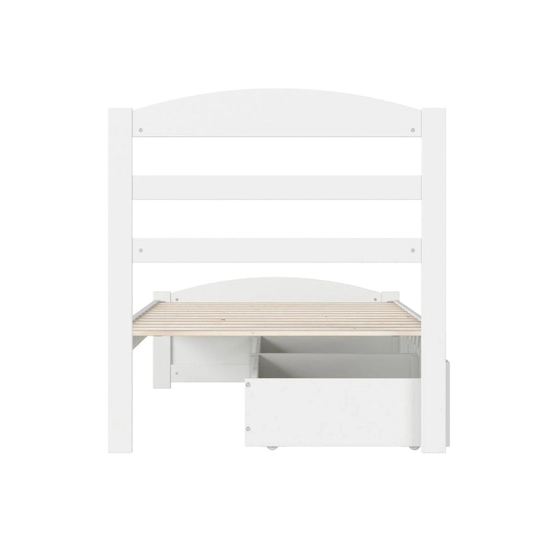 Lit plateforme avec tête et pied de lit et 2 tiroirs de rangement sous le lit
